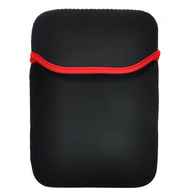 Husa tableta 7 inch materil textil, 2 fete, negru/rosu 